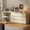 Tocador de Dormitorio Color Crema Estilo Francés con Tocador Integrado, Gabinete de Almacenamiento para Mesita de Noche, Mesa de Esquina para Apartamentos Pequeños con Cajones