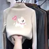 Roupa íntima infantil quente de gola alta parcial para outono e inverno, top estiloso de manga comprida para meninas, camiseta básica redonda de veludo alemão da moda