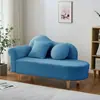 Sofá-cama chaise lounge pequeno de couro de cordeiro cor creme para apartamento sofá mini para quarto de casa cadeira de sofá madeira