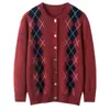 Cárdigan de Cachemira para Niños Otoño e Invierno Nuevo Diseño Jacquard de Diamantes Retro Chaqueta Suéter Estilo Elegante de Moda