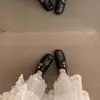 Hebilla de cinturón retro estilo francés, zapatos Birkenstock de suela blanda, forrados de felpa para abrigar, mocasines de algodón, zapatos de vestir para mujer