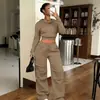 Conjunto de Ropa de Otoño e Invierno Transfronterizo Europeo y Americano 2026 para Mujer, Conjunto Casual de Dos Piezas con Sudadera, Diseño Robusto con Cremallera para Mujer, Ropa de Moda