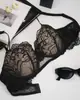 Lencería sexy de encaje estilo francés, fina y seductora, con doble tirante, sujetador de talla grande para mujer, minimiza los bustos grandes y previene la flacidez