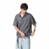 Atacado de Fábrica Camisa de Gaze Americana Curta de Caimento Largo Camisa Xadrez de Manga Curta Retrô Top para Homens Mulheres Casais