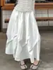Falda Blanca de Alta Gama para Mujer, Nuevo Estilo Primavera 2026, Falda de Paraguas de Longitud Media, Falda Abullonada, Falda Plisada de Flor en Botón Línea A