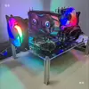 Chassi Pequeno Transparente de Vidro Atx Montado para Computador de Mesa Matx Aberto em Acrílico Plataforma DIY