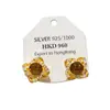 Brincos de Tarraxa Redondos Flor de Zircônia Banhados a Ouro Real 16k Estilo Coreano Retrô Versátil Brincos Joias de Orelha com Toque de Luxo Leve