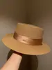 "Mejora de Calidad" Sombrero de Paja Denso de Copa Plana para Mujer, Sombrero de Playa de Verano para Salidas, Sombrero de Sol Estilo Francés para Vacaciones, Protección Solar