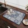 Alfombrilla Drenante de Cocina de Tierra de Diatomeas Retro, Resistente a Manchas, Fácil de Limpiar, Alfombrilla Antideslizante, Alfombrilla Absorbente de Café para Aislamiento Térmico de Platos de Comedor Domésticos