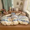 Juego de cuatro piezas funda nórdica linda funda de almohada individual doble algodón lavado dormitorio estudiantil sábanas de cama ropa de cama juego de tres piezas universal para todas las estaciones