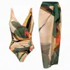 Traje de baño de comercio exterior europeo y americano transfronterizo Amazon popular vestido estampado traje de dos piezas traje de baño de una pieza con cuello en V para mujer