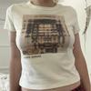 Camiseta corta de verano para mujer con estampado de letras y figuras divertidas de Ins, nueva moda transfronteriza