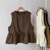 Blusa Solta Feminina Estilo Japonês Primavera Nova com Cadarço na Cintura Emagrecedora e Rejuvenescedora Gola Peter Pan