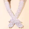 Guantes Largos de Encaje para Mujer, Elegantes y Sexy, Delgados, Transpirables, Mangas de Protección Solar para Novias y Vestidos de Boda