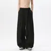 Pantalones Anchos Casuales Relajados Estilo Americano para Hombre, Tallas Grandes Holgados Modernos de Primavera y Otoño con Cordón Rectos de Pierna Ancha