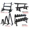 Suporte de três andares para halteres hexagonais de ferro fundido 3 pares 6 pares 10 pares suporte de armazenamento doméstico suporte de dois andares para academia comercial profissional