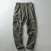 Pantalones cálidos de estilo americano retro ajustables al tobillo para otoño e invierno para hombre, monos casuales rectos con múltiples bolsillos y cálidos