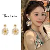 Pendientes Tejidos de Flor Grande Estilo Yi Mengling para Mujer, Pendientes Exagerados Estilo Vacaciones en la Playa Sin Broches para Orejas Perforadas, Girasol