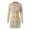 Vestido Estilo Hepburn Francés Retro Estación Europea Twist Industria Pesada Decorativo Tridimensional Tejido Punto Cintura Cruzada Primavera y Otoño