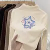 Ropa interior térmica para niñas Otoño Invierno Nueva Elegante Cuello Semi-Alto Forro Polar Ropa interior para niños Niña Pequeña Camiseta de Manga Larga con Volantes