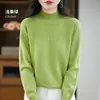Nuevo suéter de punto hueco para mujer de otoño e invierno, jersey sin costuras de manga larga con cuello semi-alto, perfecto como capa base