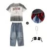 Ropa Moderna Infantil de Street Dance Conjunto de Pantalones Cortos de Manga Corta Hip-Hop Ropa de Actuación Hip-Hop para Niños Niñas Día del Niño 1 de Junio