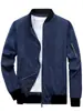 Chaqueta de Moda para Hombre Primavera y Otoño Cárdigan Delgado Casual para Jóvenes y Adultos Cremallera Cuello Alto Abrigo Talla Grande
