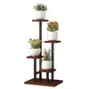Soporte de flores de hierro forjado para balcón, soporte para macetas de suculentas, estante decorativo para jarrones de sala de estar, estilo escalonado, elegante, móvil y conveniente