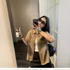 Camisa de Cânhamo com Gola Reversível Estilo Coreano, Novo Estilo de Verão, Versátil, Casual, Solta, Rejuvenescedora, Artística, Elegante, Blusa de Manga Curta 2026