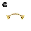 F136 Aleación Doble Cabeza Circonita Incrustada Rosca Interna Barra Curva Stud para Ceja 0.9 Rosca Interna 6-10mm Joyería para Piercing Corporal
