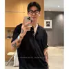 Camiseta de malha masculina de manga curta com gola Henry, estilo old money, corte justo, business casual, seda de gelo, verão, atacado de fábrica transfronteiriço