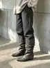 Nuevas botas de caballero vintage para otoño e invierno para mujer, con hebilla de cinturón y diseño de retazos, botas de caña alta con tacones gruesos y puntera cuadrada, botas versátiles hasta la rodilla