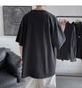 Camiseta de Manga Corta para Hombre Trendy Estilo Hong Kong Verano Nuevo Combinable Manga Media Color Sólido Camiseta Marca de Moda Holgada Estilo Coreano Manga Media