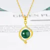 Colar Pingente Estilo Étnico Hanfu Zircônia Imitação de Jade para Mulheres, Acessório de Corrente para Clavícula