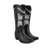 Dropshopping2022 outono e inverno confortável salto médio bordado borboleta 40-48 tamanho grande panturrilha média botas femininas western