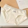 7A Pantalones Completos Algodón Puro Antibacteriano Cómodo Amigable con la Piel Alta Elasticidad Simple Cintura Media Color en Contraste Bolsa Cadera Letra Tridimensional Calzones de Mujer