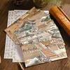 Conjunto de Papel Carta Envelope Flutuante Série do Rio Qingming Estilo Chinês Papel Especial Convite Cartão Postal Tinta de Fogo