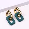 Otoño e Invierno Nuevos Aretes de Costura de Cadena de Pintura Aretes Rectangulares de 12 Colores Personalizados Aretes Simples Accesorios para las Orejas Mujer