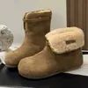 Botas de Nieve Retro de Invierno 2026 Plegables de Lana de Cordero para Mujer Uso Bidireccional Cuero Mate Punta Redonda Suela Plana Botas de Media Caña Hebilla de Cuero