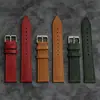 Correa de reloj de cuero genuino de grano superior con hebilla de pasador en stock al por mayor, unisex, correa de reloj de cuero genuino verde pequeño y colorida, accesorios para reloj