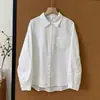 2026 algodón puro solapa color liso clásica básica bolsillo camisa primavera nueva moda versátil mujer simple camisa