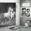 Amazon Comercio Electrónico Transfronterizo Más Vendido Impresión Digital de Alta Definición 3D Cortina de Ducha de Poliéster Impermeable Animal Caballo Venta Directa de Fábrica