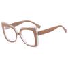 Espejo plano de montura grande con luz anti-azul, montura dentada transfronteriza, espejo óptico, celebridad de internet, sesión de fotos callejeras, personalidad, montura de gafas de moda para mujer