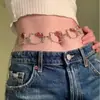 Corrente de Cintura Zircônia Rosa Flash Y2K Menina Doce Cool Feminina Estilo Sexy Milenar Acessórios de Cinto de Metal