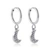 Brincos simples de aço inoxidável com lua e diamante estilo japonês e coreano para mulheres, brincos de crescente dourado elegantes, modernos e com personalidade, estilo coreano