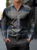 Camisa masculina de manga longa para comércio exterior transfronteiriço com estampa digital xadrez de bolinhas casual business com colarinho