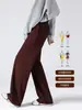 Calça Feminina de Seda de Amora e Lã Afunilada Solta Estilo Novo Outono/Inverno Cintura Alta Toque Macio Amigável à Pele Calça Casual