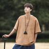 Camiseta de camurça masculina verão alta rua moda marca moda solta meia manga top estilo americano retro manga curta camiseta
