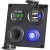 Carregador com Dupla Porta USB, Tomada de Isqueiro, Voltagem, Interruptor, Painel Quatro-em-Um para Barcos, Carros, RVs, Carregamento Rápido, Display Digital