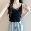 Deseo Puro Camisola Sexy de Malla Patchwork Diseño de Verano Nicho Ropa Exterior Ajustado Top Corto para Mujer